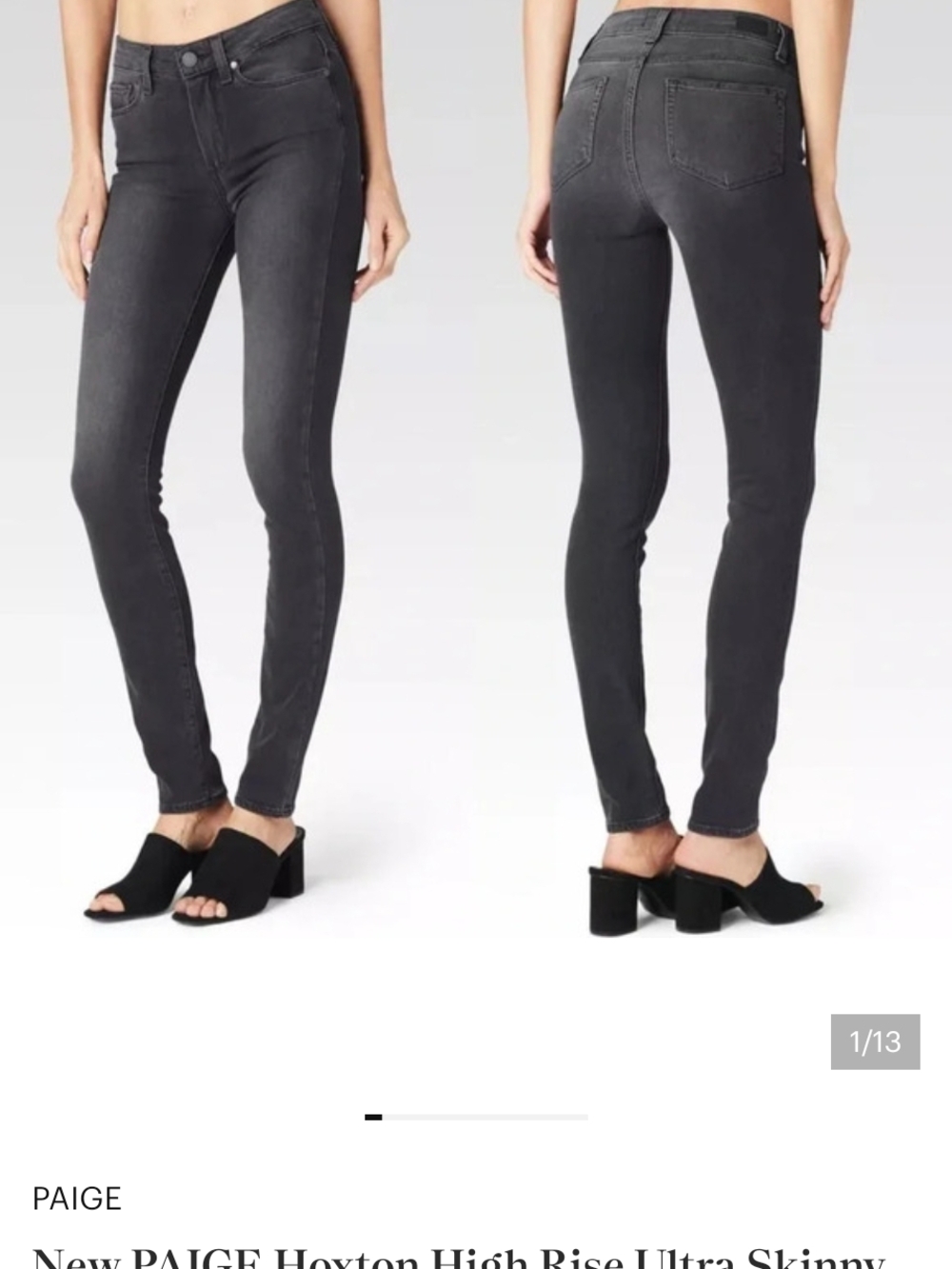 PAIGE Hoxton High-Rise Ultra Skinny Jeans in Charcoal Gray